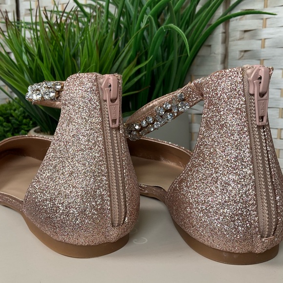 NIB- Copper Key Ankle Strap Shimmer, Blush Nude Women’s Flats - Picture 5 of 8